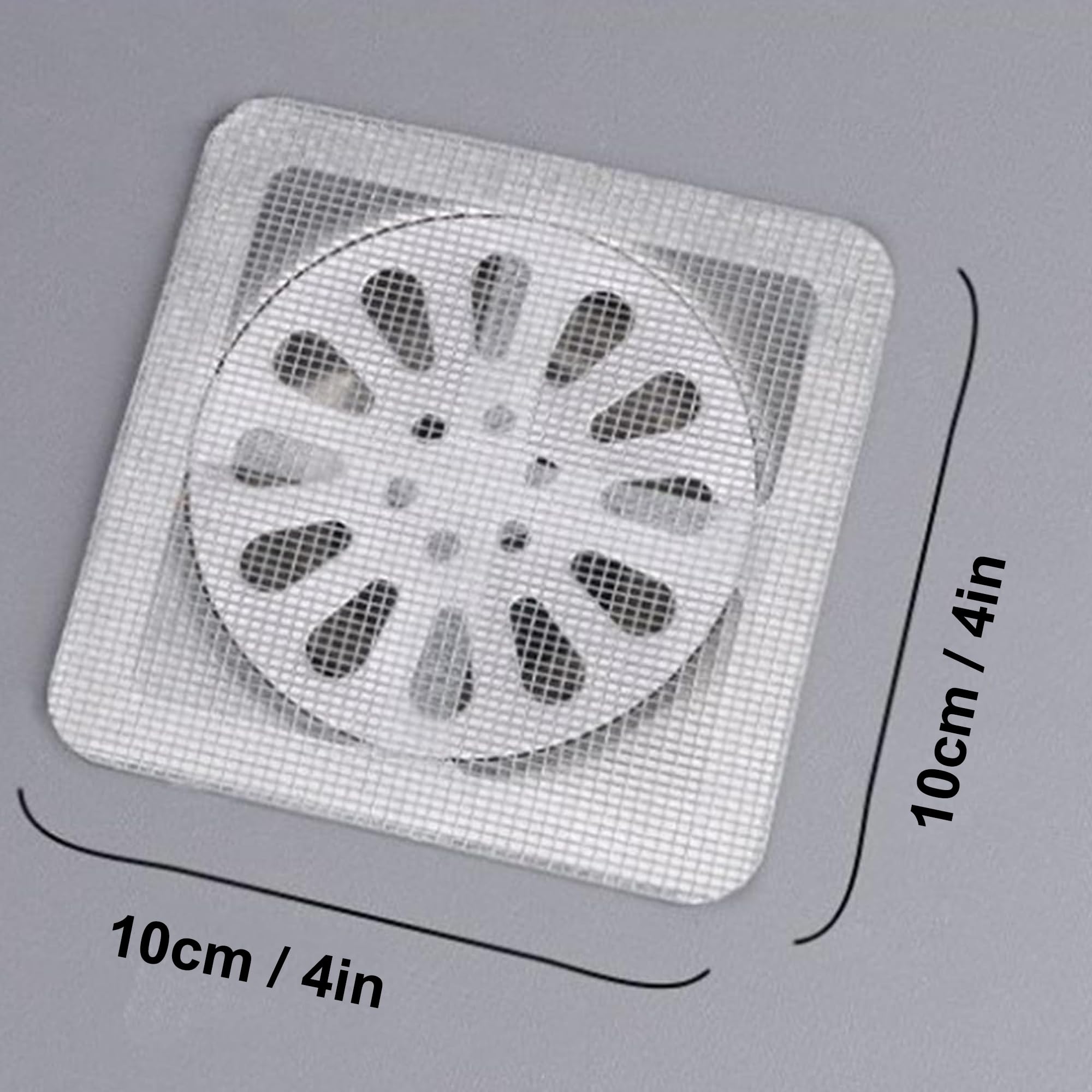 Alcanzer 10 Pack Disposable Shower Drain Covers - Waterproof Mesh Hair Catcher for Bathroom, Kitchen Sink & Bathtub - Prevent Clogs with Easy-to-Use Drain Protectors (Great for Homes with Pets & Long Hair)