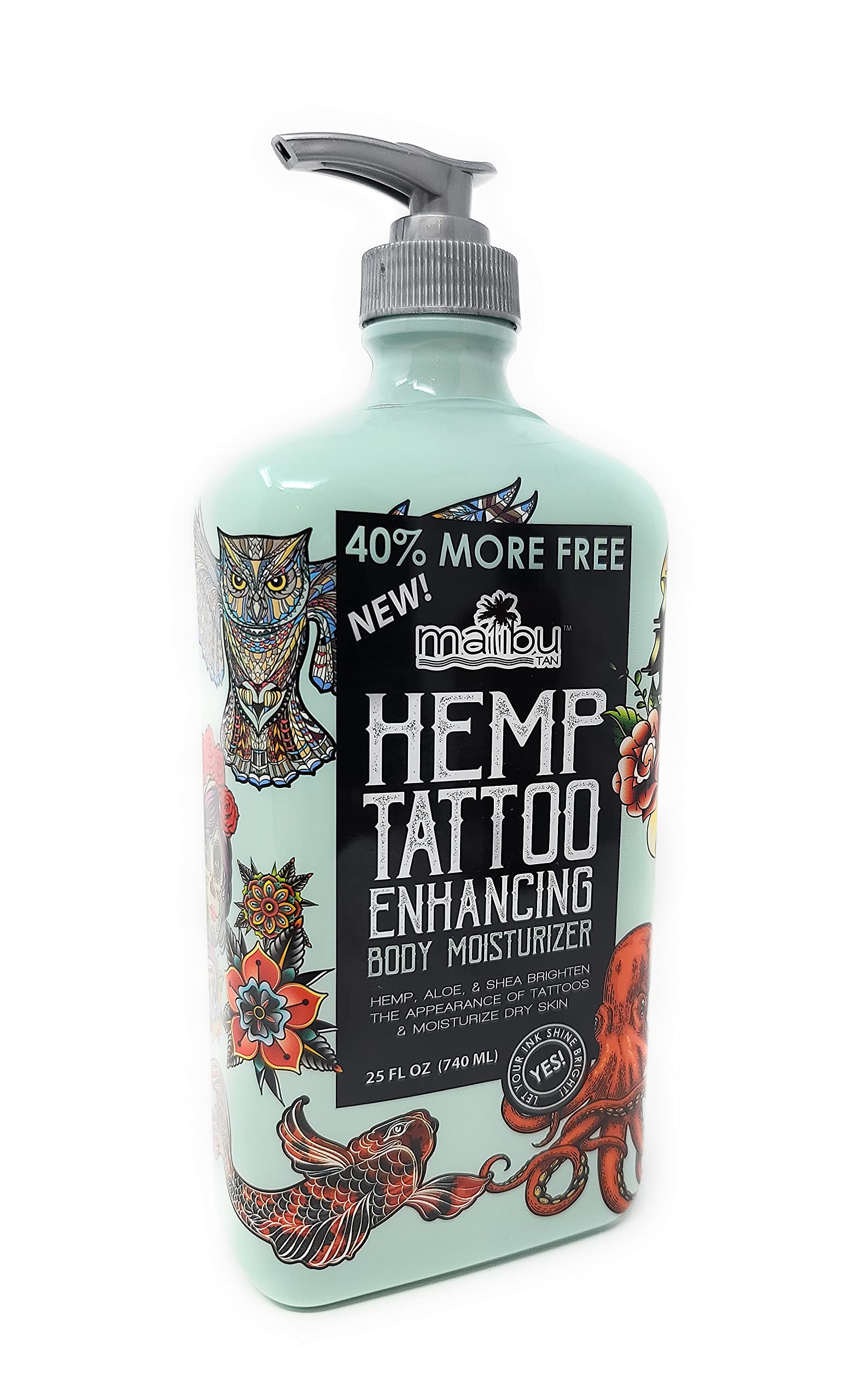 Malibu Hemp Tattoo Enhancing Body Moisturizer 25oz & Golden Glow Lotion 25.4oz Bundle - 40% Extra Free - Hydrating Skincare for Tattoo Care & Sun-Kissed Glow - Perfect for Post-Tattoo Healing & Summer Skin Radiance