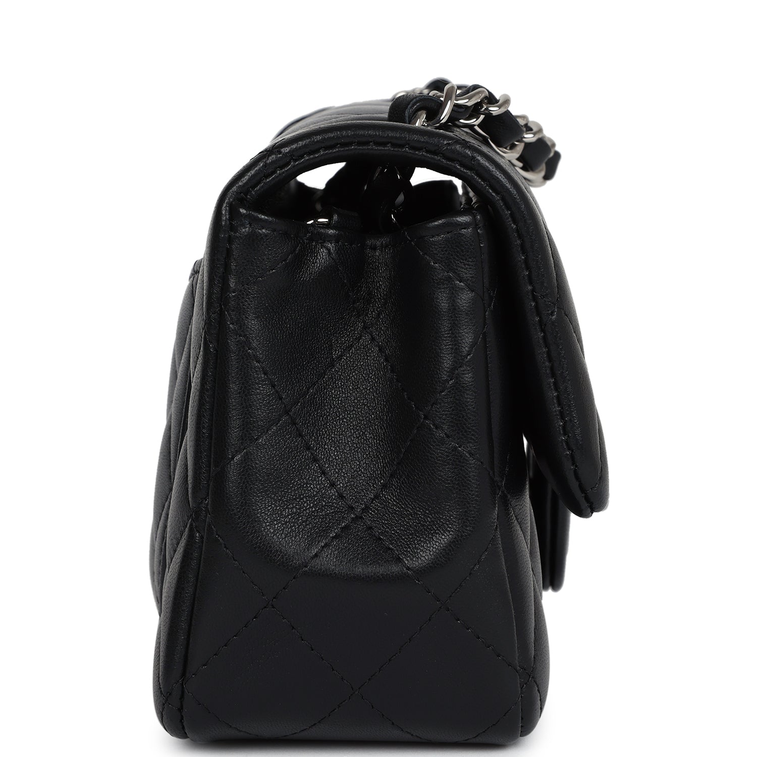 Chanel Mini Classic Rectangular Flap Bag Black Lambskin Leather with Silver Hardware - Luxury Crossbody Purse for Women, Perfect for Evening Parties & Date Nights