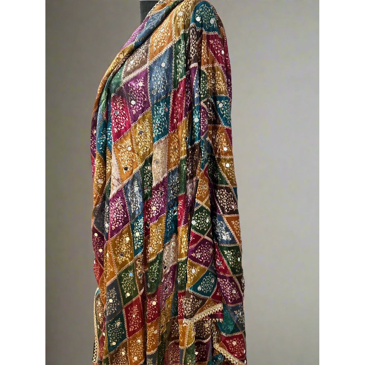 Phulkari Style Dupatta - Handmade Punjabi Embroidered Scarf for Women | Perfect for Weddings, Parties & Cultural Events