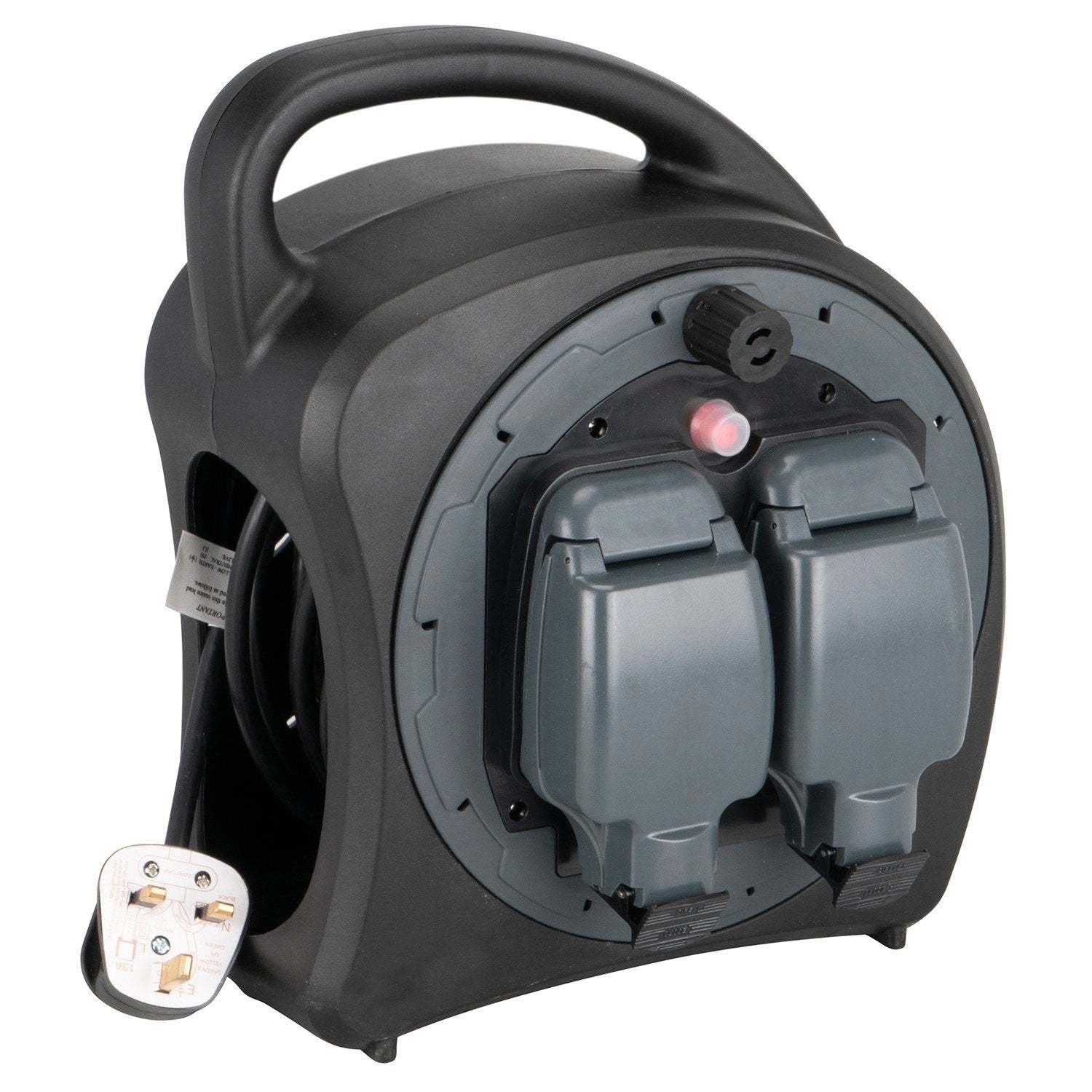 PRO ELEC 2 Gang 25m (82ft) IP54 Waterproof Outdoor Extension Cord Reel with Automatic Rewind - Perfect for Garden, Workshop, and Construction Site Power Needs
