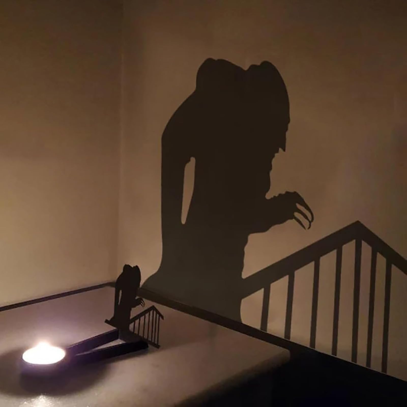Vintage Nosferatu Candle Holder - Halloween Shadow Candle Sticks Decor That Casts Spooky Silhouettes on Wall, Metal Gothic Home Decor for Halloween Party, Horror Movie Nights & Spooky Themed Events