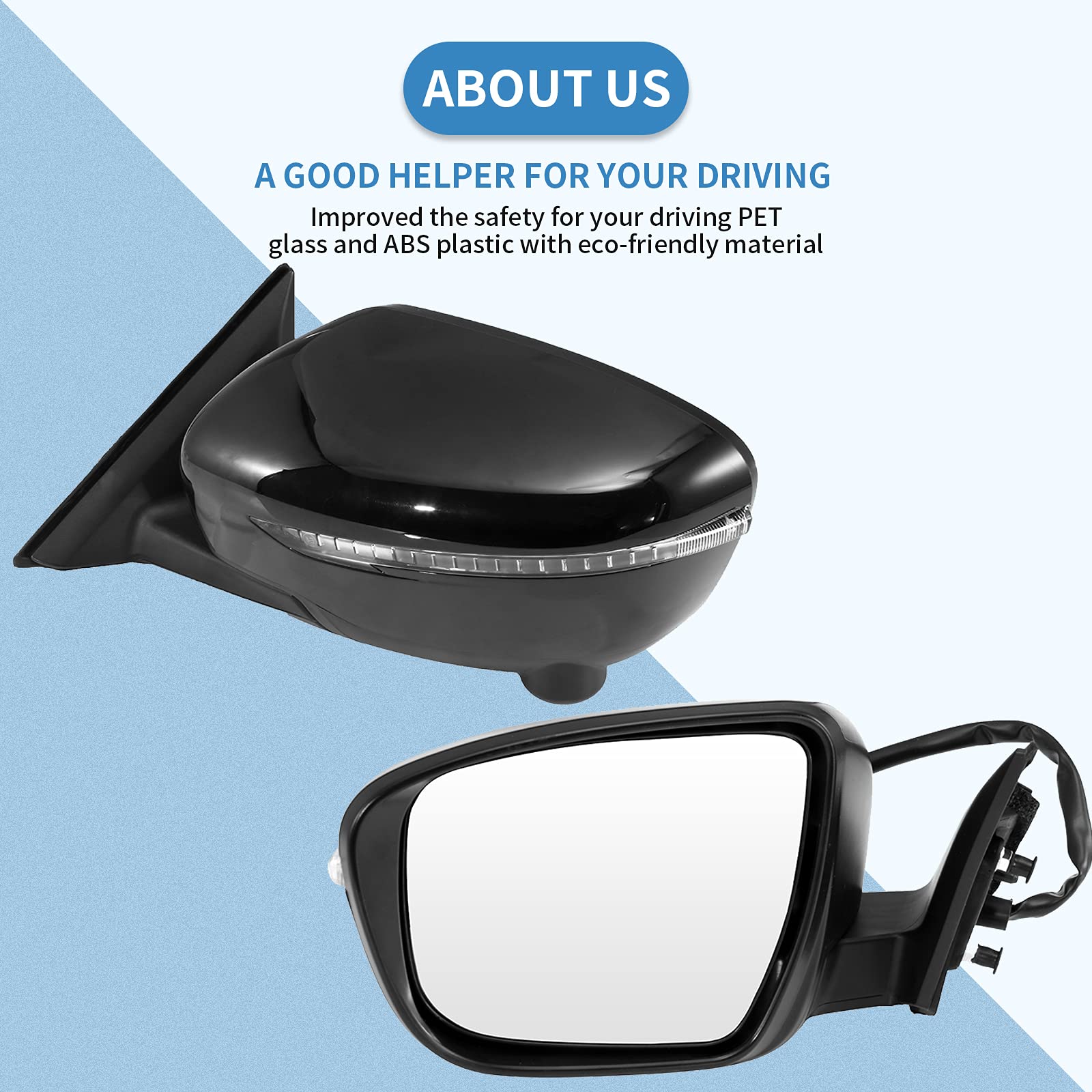 ECCPP Power Heated LED Turn Signal Side Mirror with Camera - Driver Side Replacement for 2014-2018 Nissan Rogue | Perfect for Winter Driving & Enhanced Safety