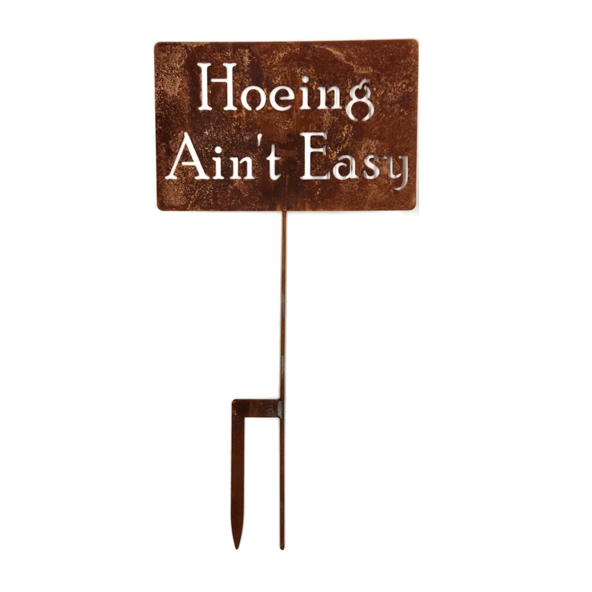 Funny Garden Stake - 20 to 33 Inches Tall (Hoeing Ain't Easy) - Large 28