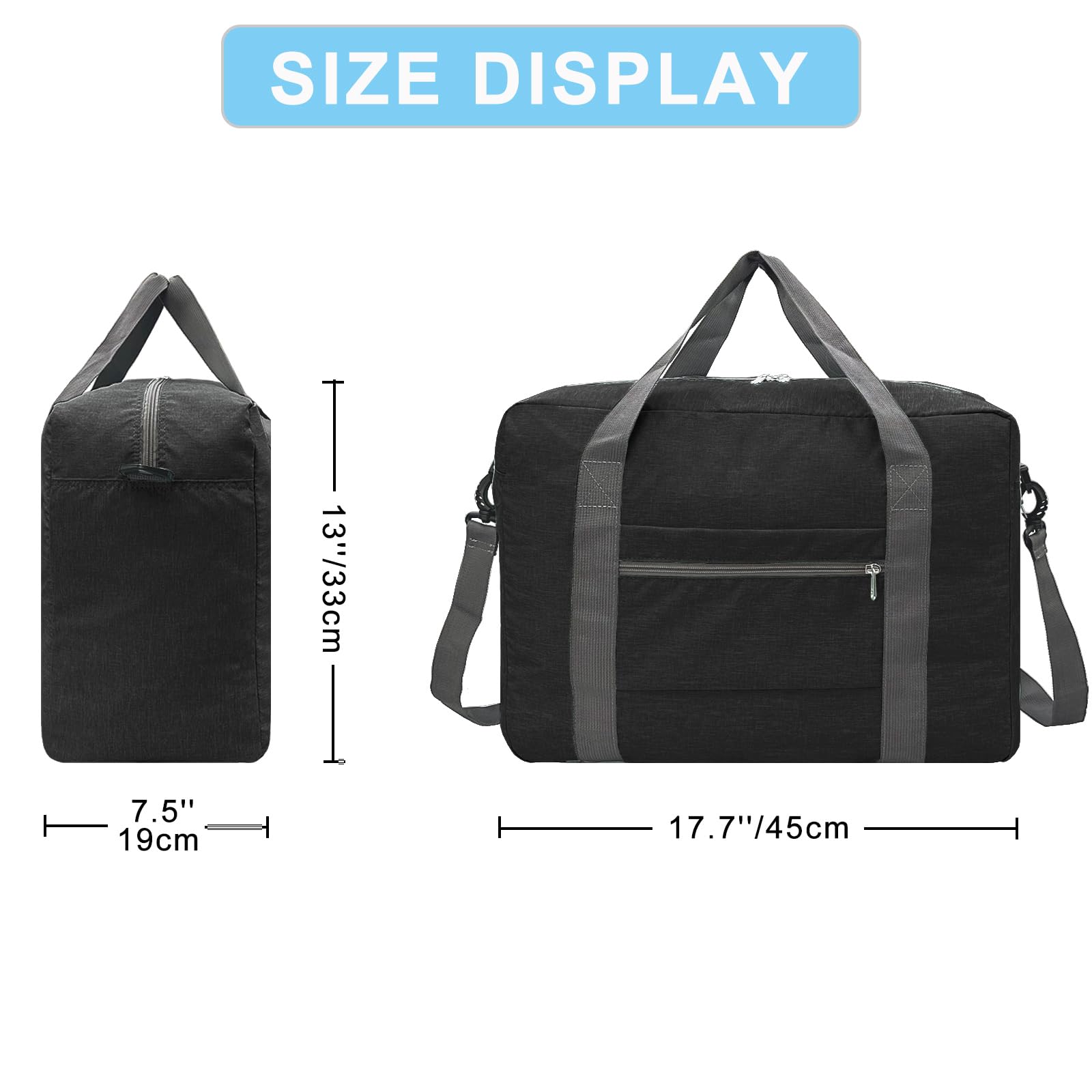 Foldable 18x14x8 Inch Carry-On Duffel Bag for Spirit Airlines - Lightweight Personal Item Travel Bag for Men & Women - Perfect for Airplane Trips, Weekend Getaways & Gym Use