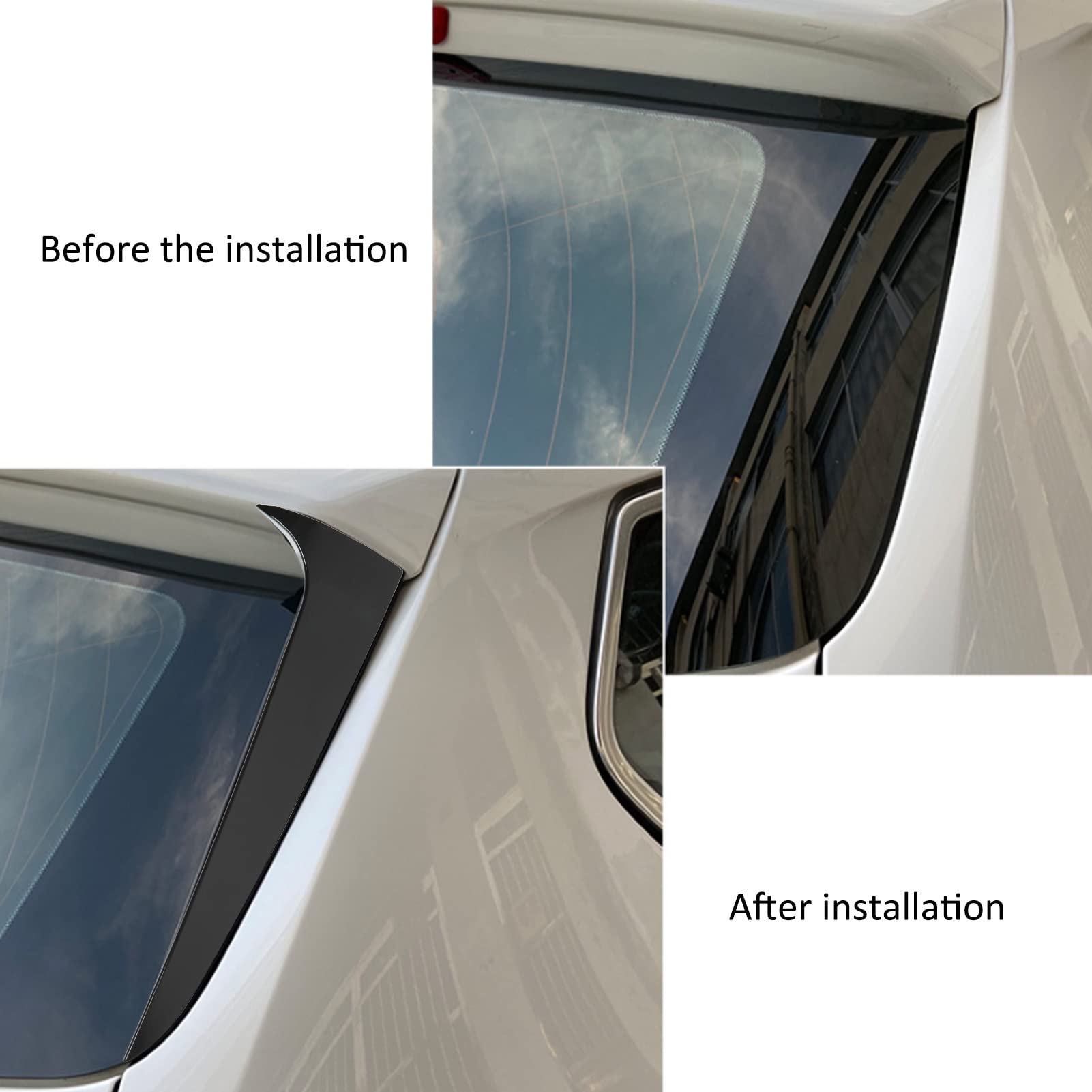 Glossy Black Rear Window Side Spoiler Trim for BMW X3 F25 (2011-2017) - Left & Right Pair, Aerodynamic Beveled Design - Perfect for Enhanced Style & Vehicle Protection During Highway Driving