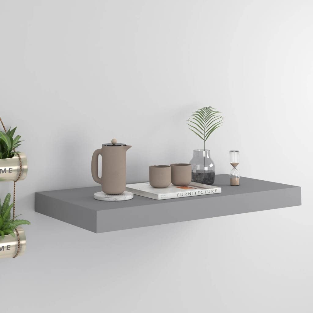 Modern Floating Wall Shelf - Gray Ledge Floating Shelf for Bedroom, Living Room, Kitchen & Office - 19.7