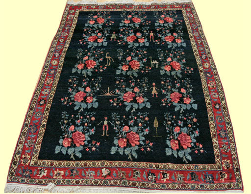 Antique Senneh Handwoven Traditional Persian Rug - JF3789 - Vintage Home Decor for Living Room, Bedroom & Office