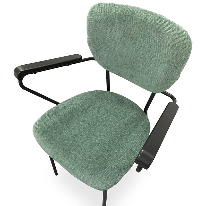 KELBY Modern Arm Chair - Jade Green & Black Upholstered Accent Chair for Living Room, Bedroom, or Office - Comfortable Lounge Seating with Sturdy Metal Legs
