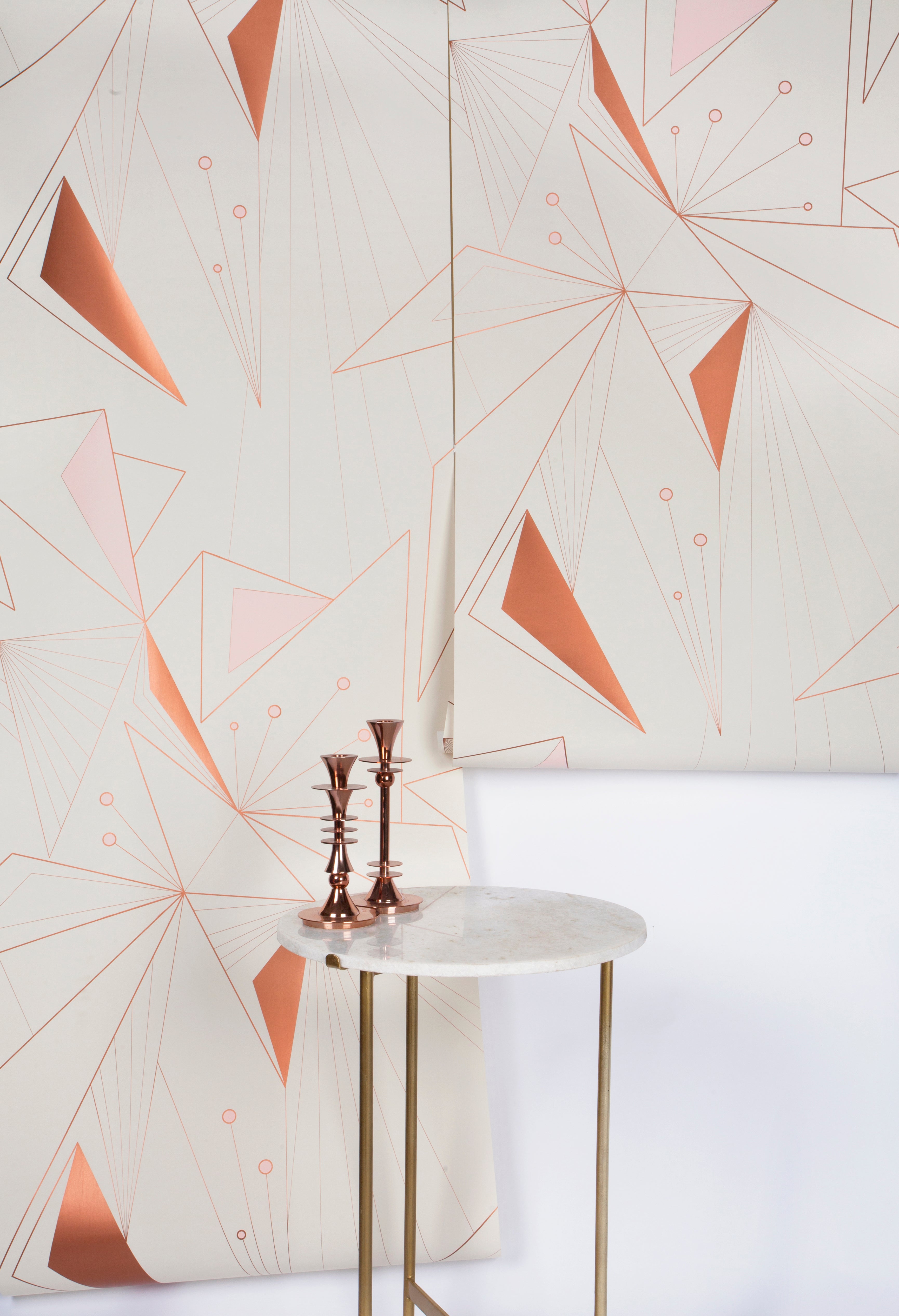 DecoPrism Metallic Copper Blush Pink Peel and Stick Wallpaper - Self-Adhesive Removable Wallpaper for Bedroom, Living Room, Kitchen & Home Decor