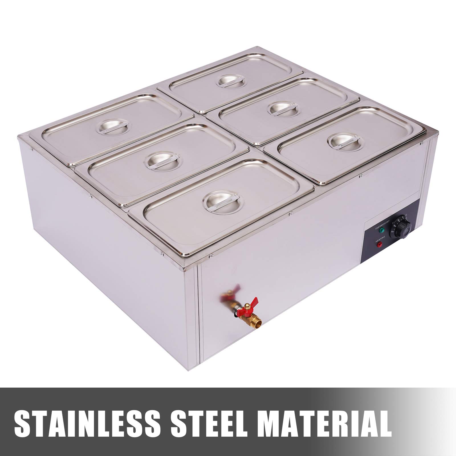 6-Pan Commercial Food Warmer - 110V Buffet Warming Tray with 850W Stainless Steel Countertop Electric Steamer | 30-85℃ Adjustable Temperature | Perfect for Restaurants, Catering, Parties & Buffets | Keep Food Warm for Events, Banquets & Home Entertaining