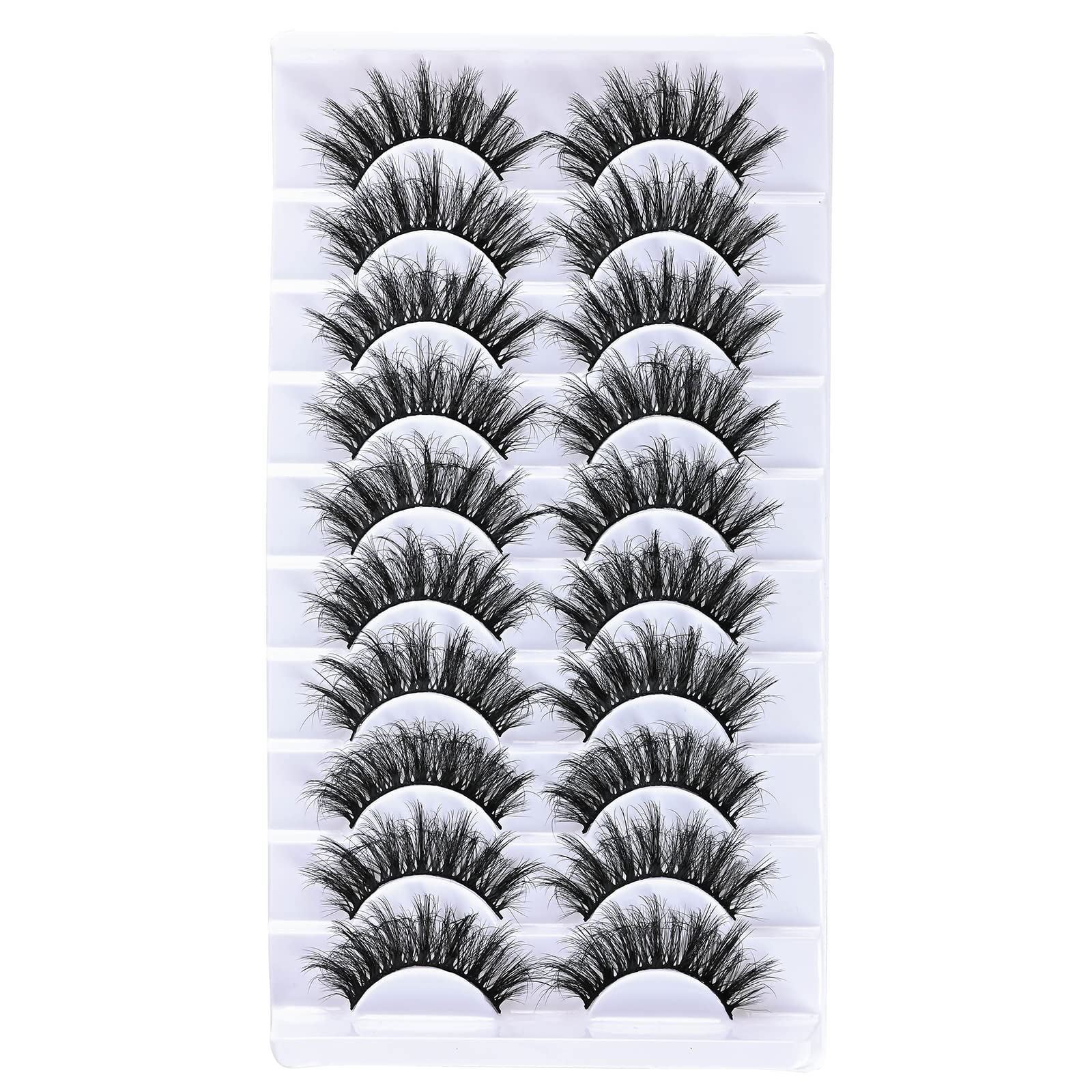 FARRED Natural Short False Eyelashes - 10 Pairs Wispy Mink Lashes for Fluffy Volume & Natural Look | Cruelty-Free Fake Eyelash Strips for Everyday Wear, Date Night & Special Occasions