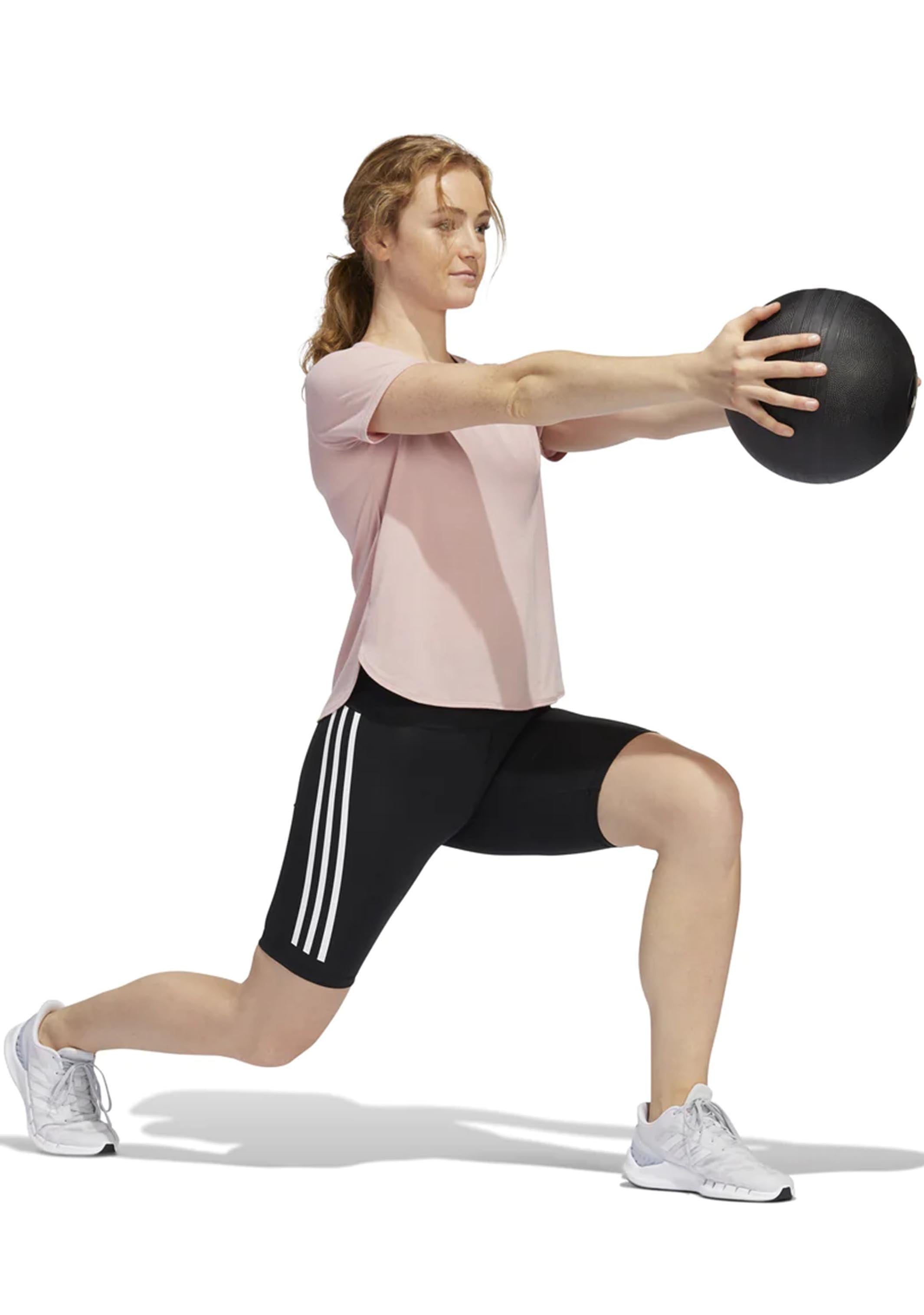 Adidas Women's Optime Trainicons 3-Stripes Bike Shorts - High Waist Workout Leggings for Running, Yoga & Gym | Moisture-Wicking & Comfortable