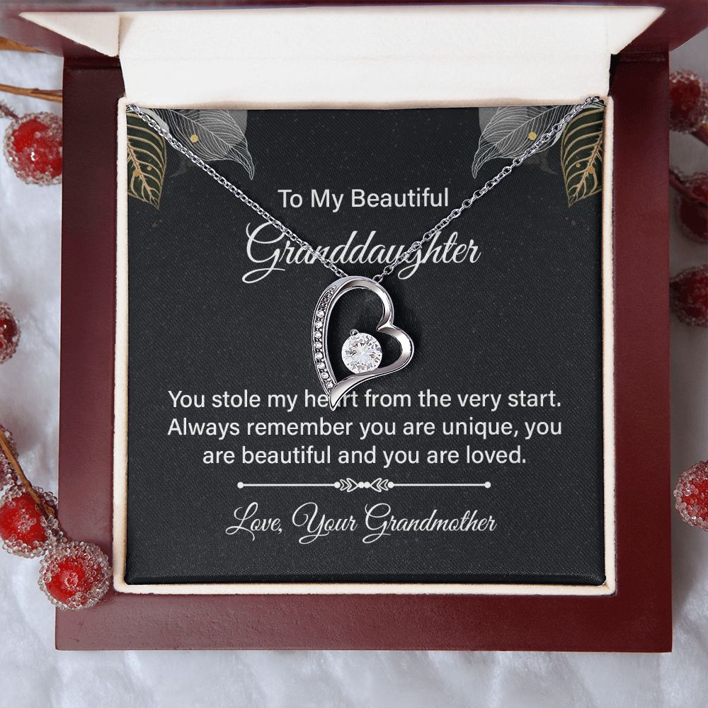Heart Necklace Gift for Granddaughter - Elegant Jewelry from Grandma | Perfect for Birthdays, Graduation & Special Occasions