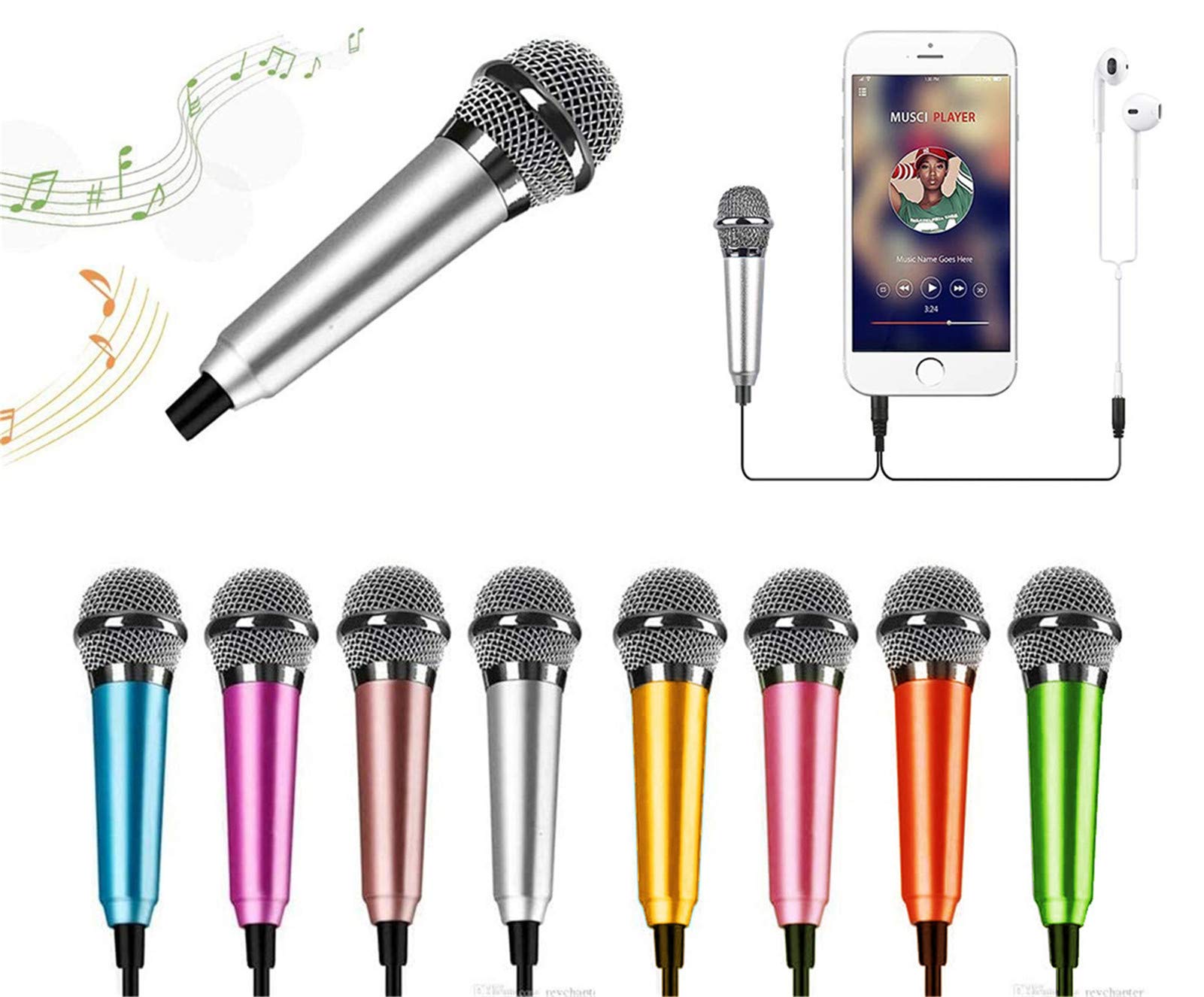 Mini Portable Vocal Microphone for Smartphones, Computers & Tablets - Professional Recording, Chatting & Karaoke Singing (Silver) | Perfect for Live Streaming, Podcasting & Home Studio Use
