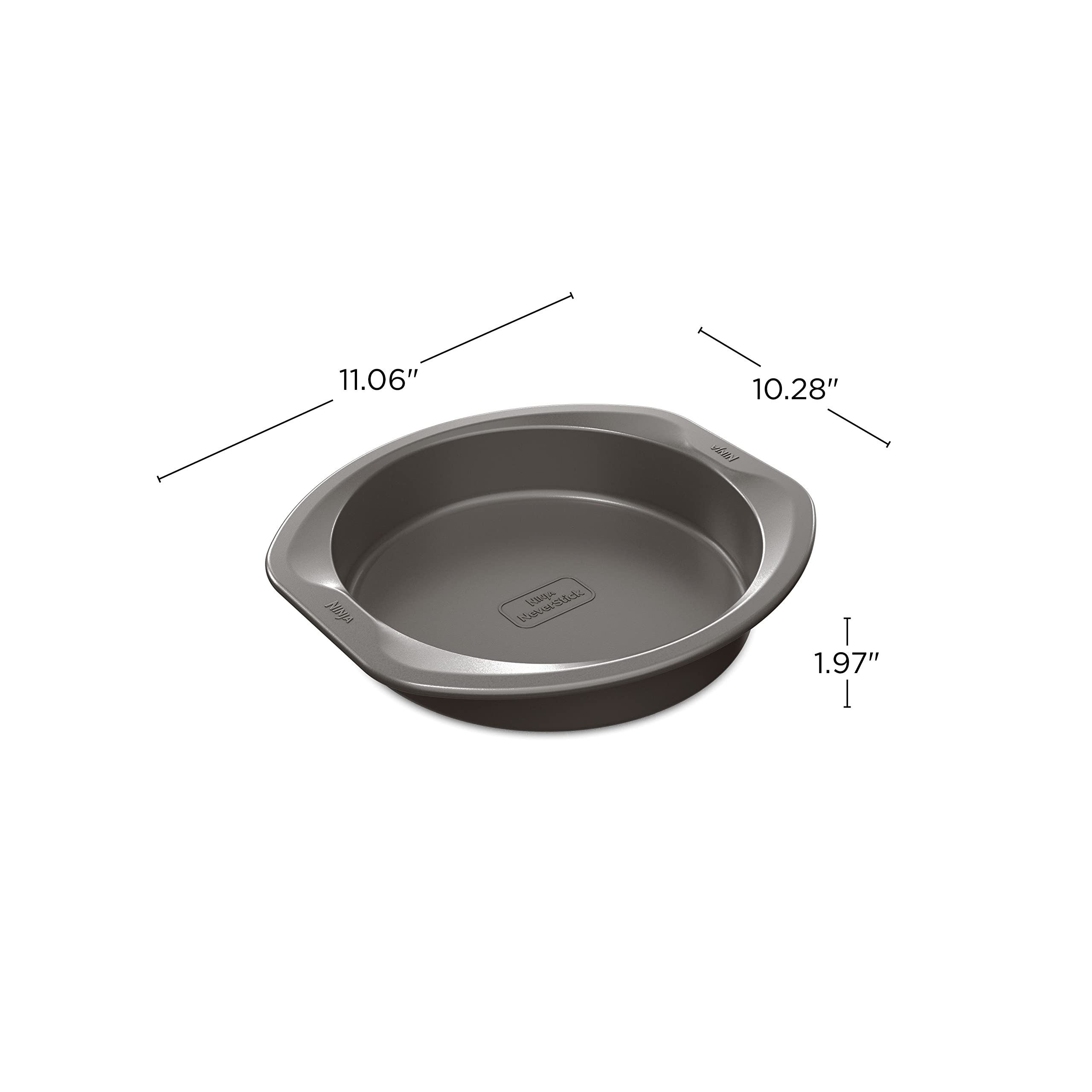 Ninja B30309 Foodi NeverStick Premium 9-Inch Round Cake Pan - Nonstick, Oven & Dishwasher Safe up to 500°F (Grey) - Perfect for Baking Cakes, Pies & Desserts at Home