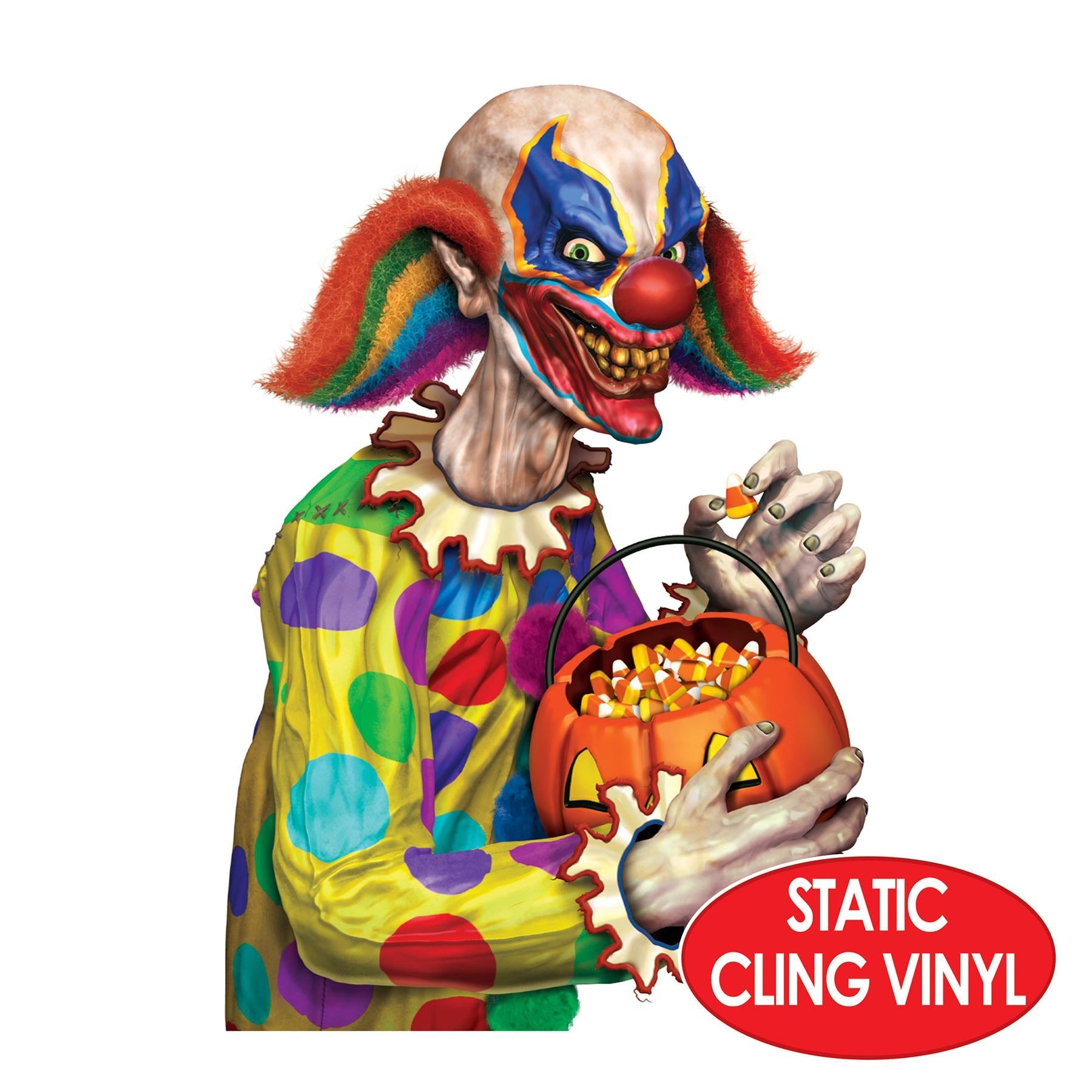 12 Pack Beistle Halloween Creepy Clown Car Window Clings - Spooky Decals for Halloween Party Decor, Haunted House, Classroom & Office Windows
