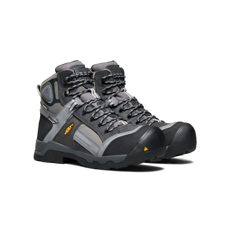 Men's Davenport 6 Insulated Waterproof Work Boots with Composite Toe - Steel Grey | Slip Resistant Safety Shoes for Construction, Hiking & Outdoor Work