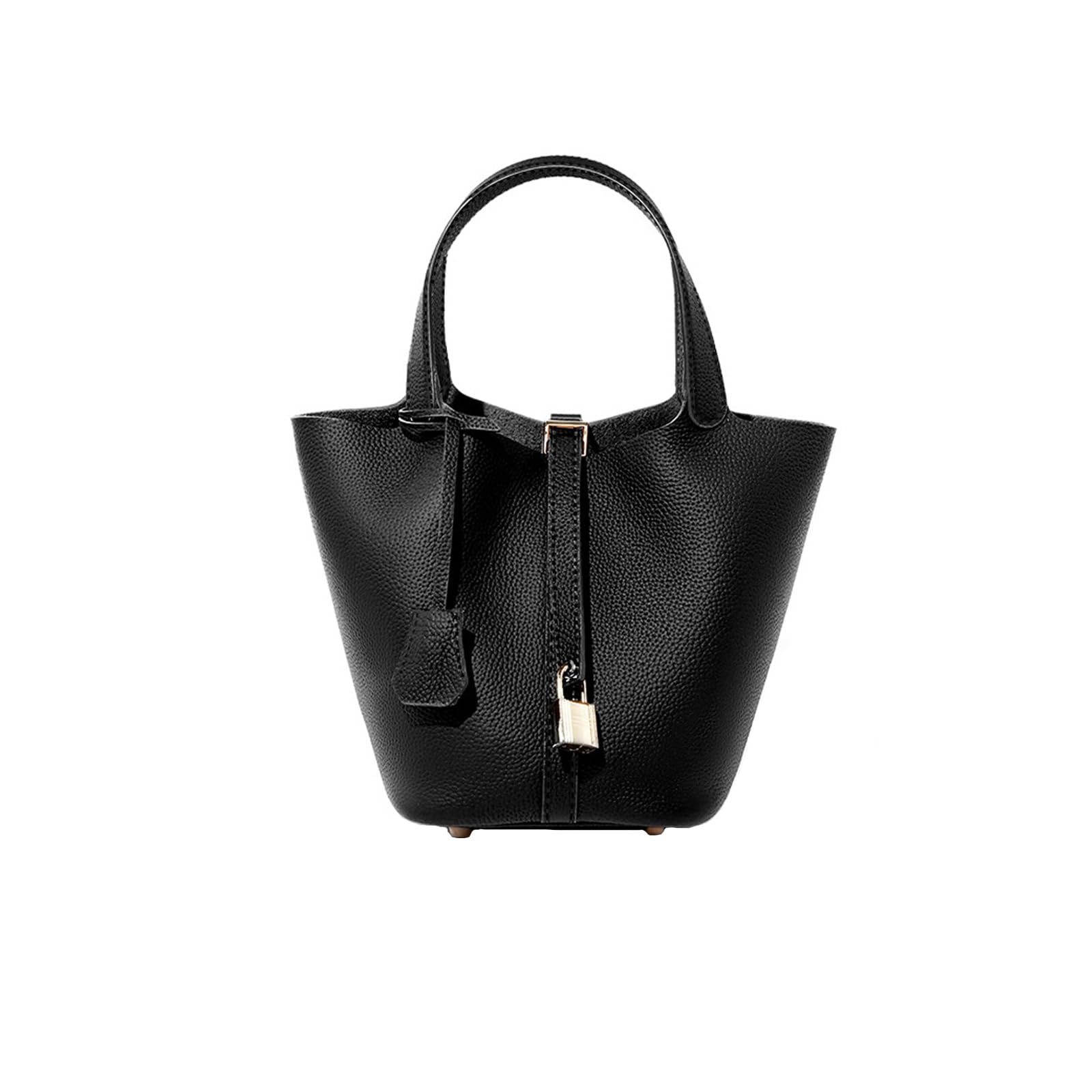 Genuine Leather Bucket Bag for Women - Stylish Handbag with Inner Pocket & Lock - Perfect for Shopping, Travel, Work & School - Durable Tote Purse for Everyday Use