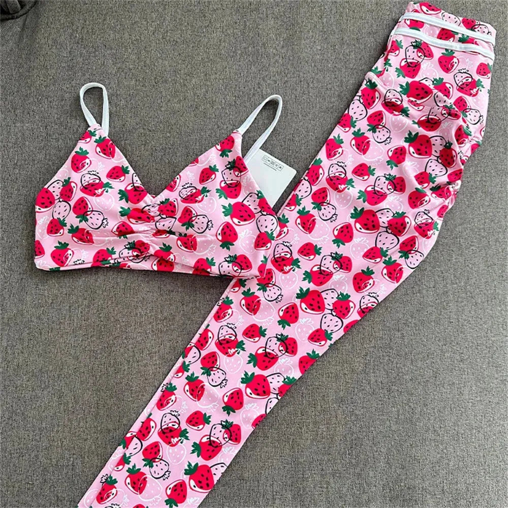 Women's 2-Piece Nylon Yoga Set - High Waist Scrunch Leggings & Push Up Sports Bra - Gym Workout Outfit for Yoga, Pilates & Fitness Training