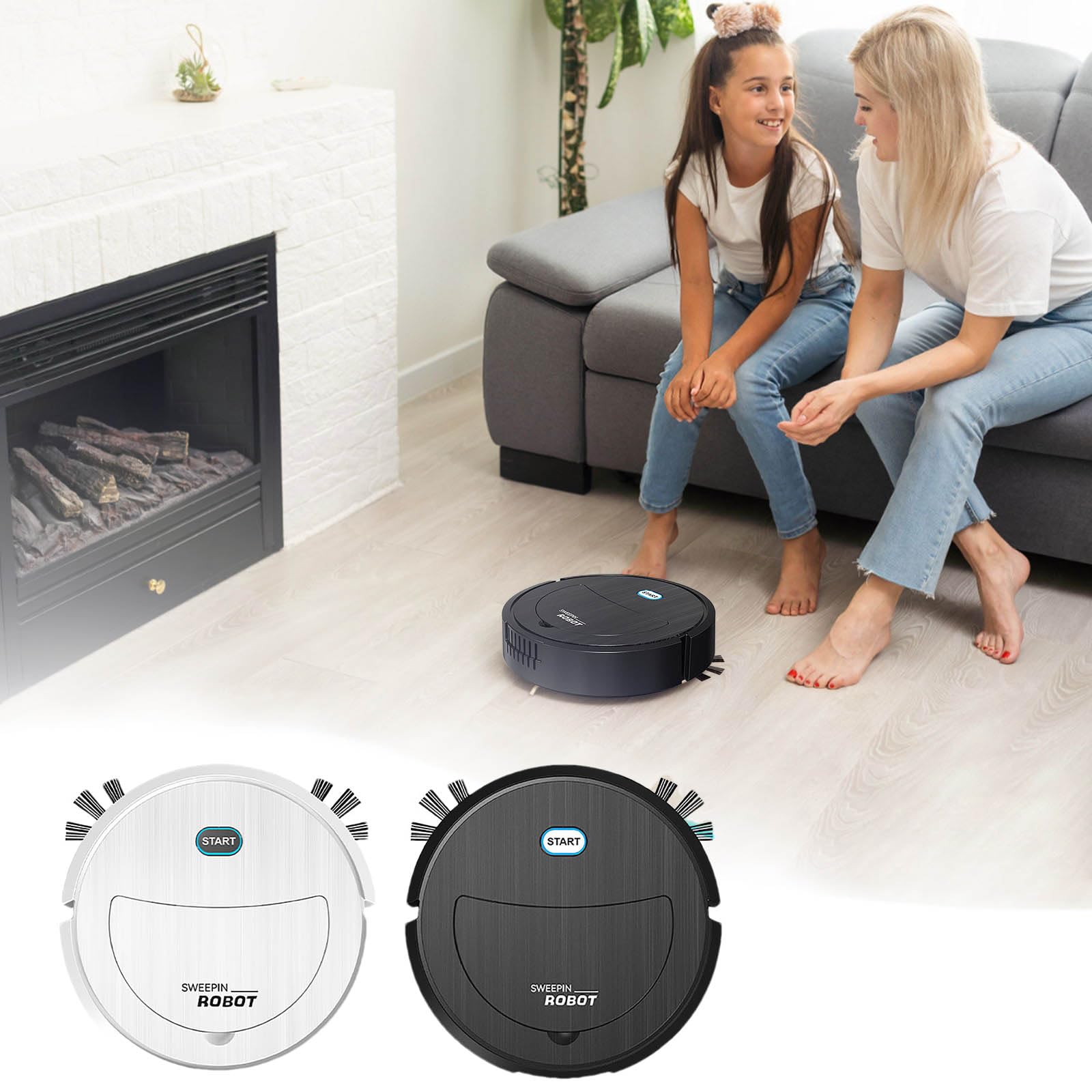 Smart Robot Vacuum Cleaner with Auto-Sweeping, Suction & Mopping - Fully Automatic Home Cleaning Robot for Hardwood Floors & Carpets | Perfect for Pet Hair, Dust & Daily Cleaning