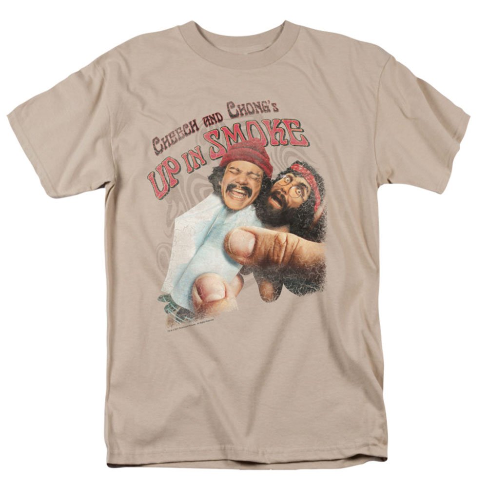 Up In Smoke Graphic Rolled Up T-Shirt - XXL Sand Color | Casual Streetwear for Men, Perfect for Concerts & Festivals