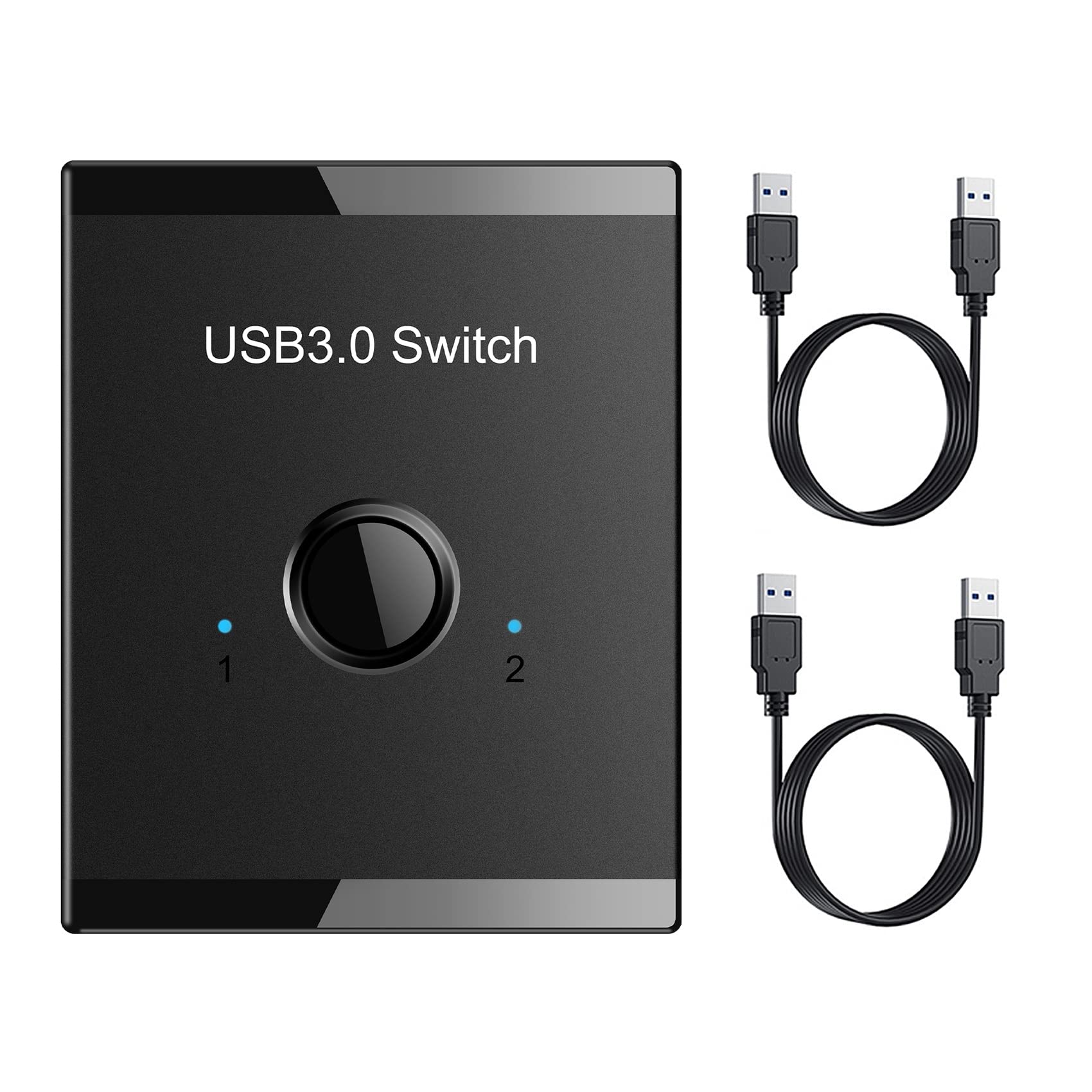 Tsadeer USB 3.0 KVM Switch - 2 Port USB Hub for Sharing Keyboard, Mouse & Printer Between 2 Computers | Ideal for Home Office & Gaming Setup | PC Peripheral Sharing Solution