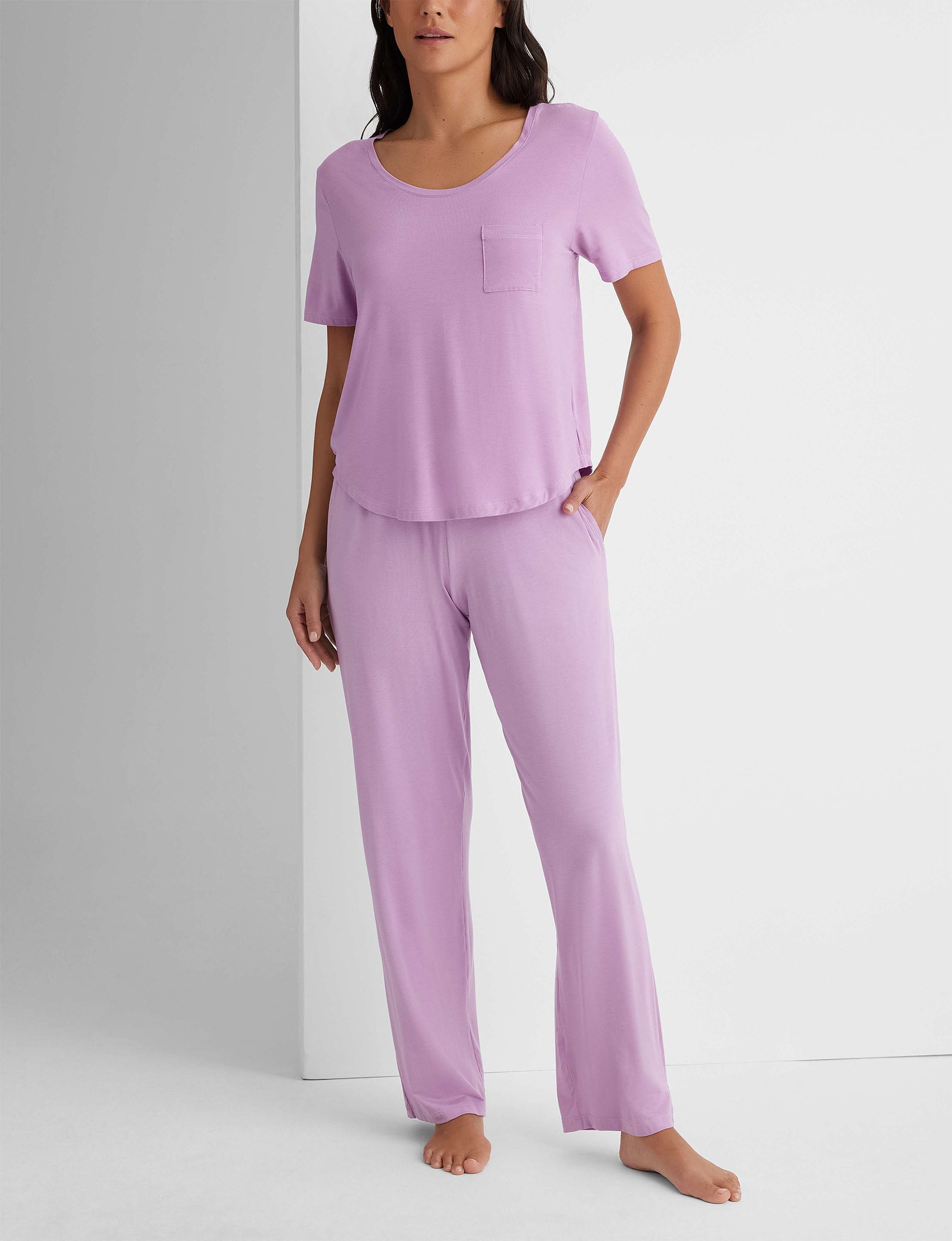 Women's Ultra Soft Second Skin Sleepwear Set - Pocket Tee & Lounge Pants for Comfortable Nightwear & Relaxation at Home | Perfect for Sleeping, Lounging, and Yoga