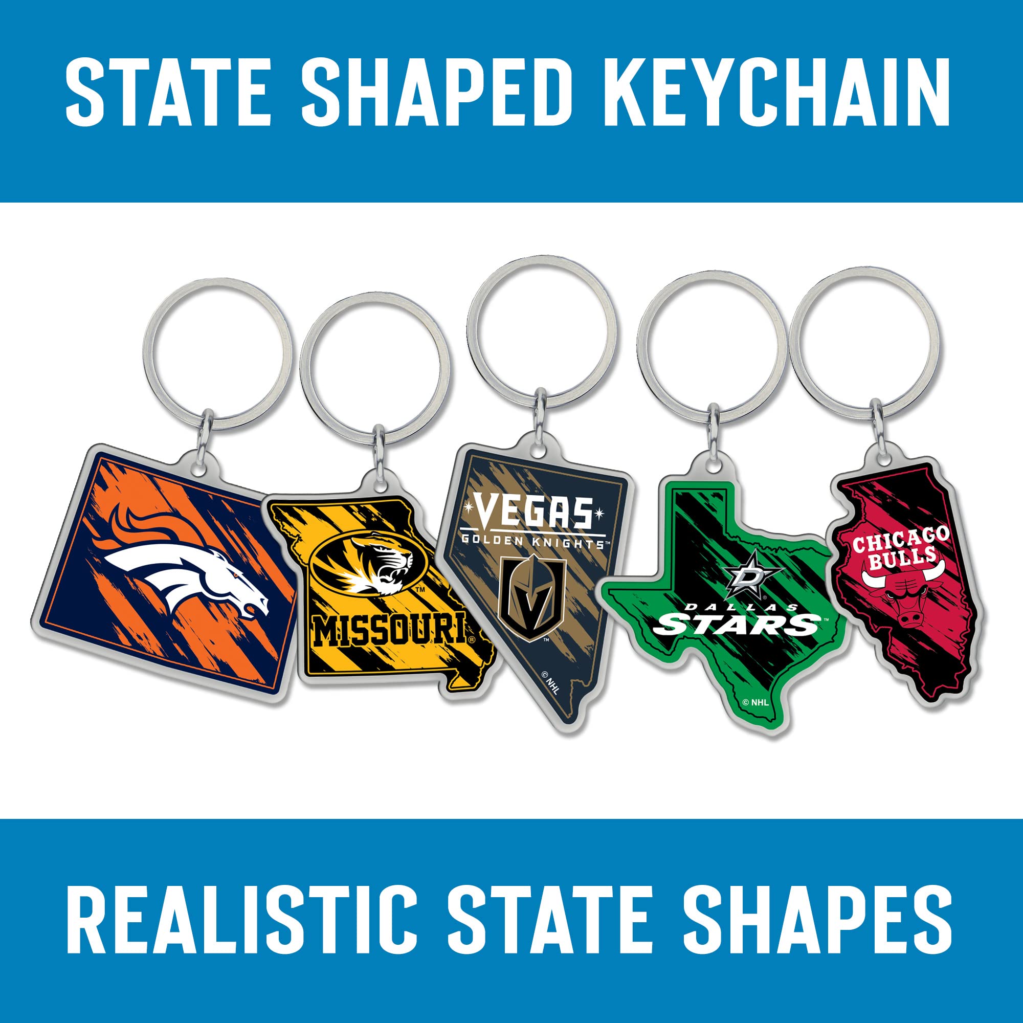 NFL Team Logo State Shape Keychain - Durable Metal Carabiner Key Ring for Fans - Perfect for Gifts, Backpacks, and Game Day Accessories