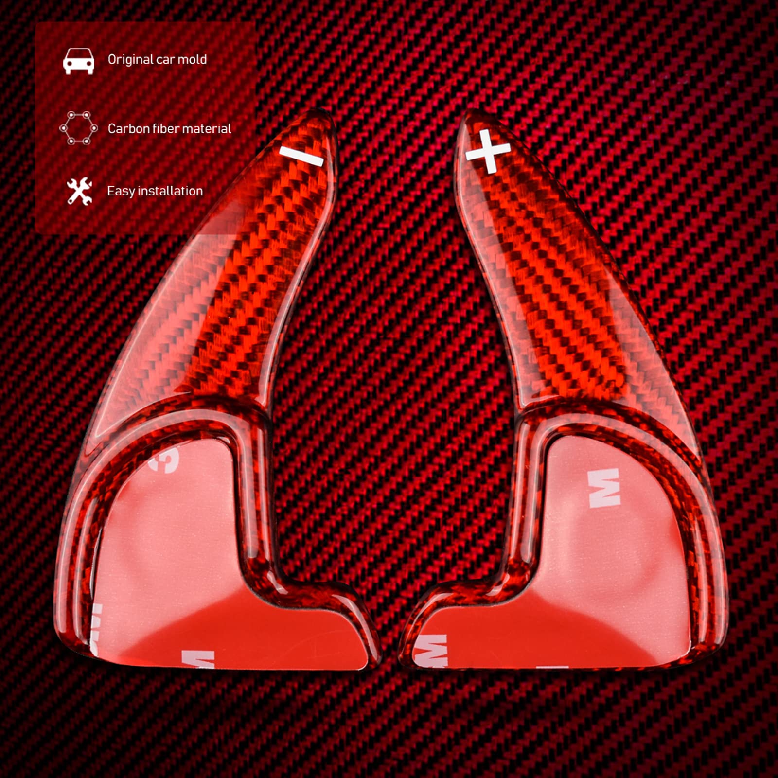 Carbon Fiber Steering Wheel Paddle Shifter Extensions for Dodge Charger Challenger 2015-2021 & Durango 2014-2022 - Red Interior Trim Accessories | Enhance Driving Experience & Sporty Look