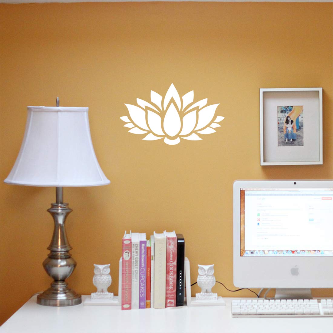 Premium Waterproof Vinyl Decal Stickers - Set of 2 White Lotus Flowers for Laptop, Phone, Helmet, Car Window, Mug & Wall Decor | DIY Home & Office Decoration