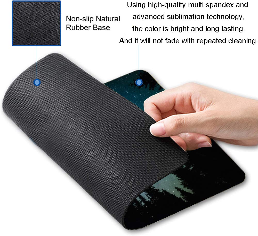 Milky Way Galaxy Pine Trees Mouse Pad - Non-Slip Rubber Gaming Mouse Pad for Computer & Laptop - Perfect for Office Work, Gaming & Home Use