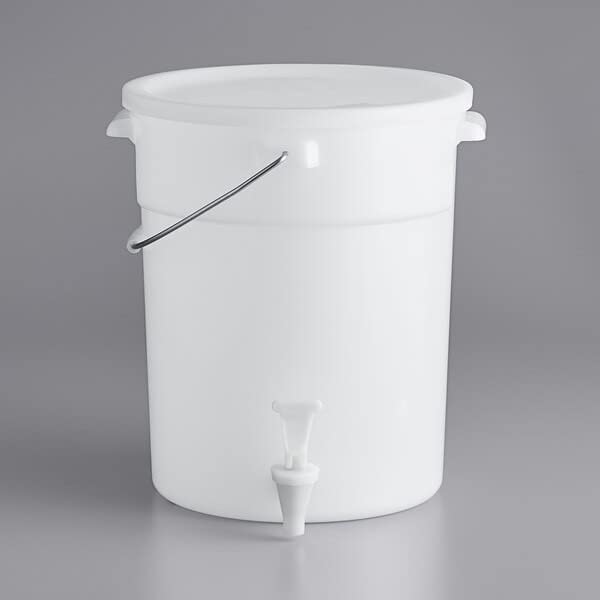 6 Gallon White Round Beverage Dispenser - Large Candy & Snack Storage Container for Parties, Events, Catering | Perfect for Lemonade, Iced Tea, Punch & Drink Serving at Weddings, BBQs, Picnics
