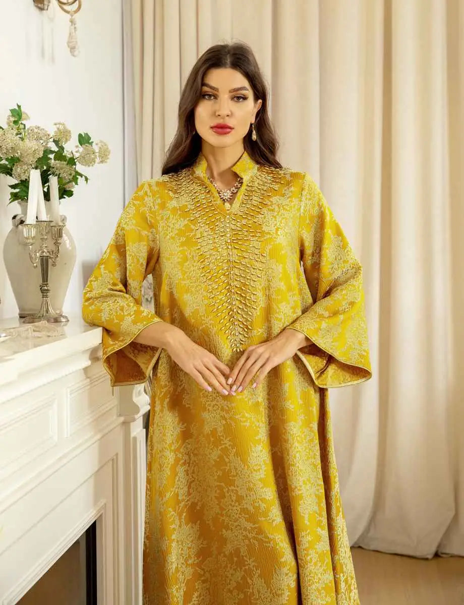 Elegant Eid Kaftan Dress for Women - Embroidered Beaded Doris Caftan | Perfect for Eid Celebrations, Weddings & Special Occasions