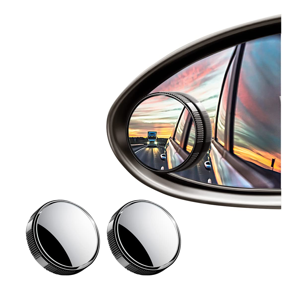 Car Blind Spot Mirror - HD Round Glass Framed Convex Rear View Mirror with Wide Angle & Adjustable Suction Cup for Cars, SUVs, Trucks - Improve Driving Safety & Eliminate Blind Spots