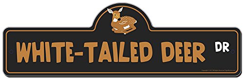 Funny White-Tailed Deer Street Sign - Indoor/Outdoor Home Decor for Garage, Living Room, Bedroom & Office | Personalized Gift by SignMission | Perfect for Hunting Cabins, Man Caves & Country Themed Decor