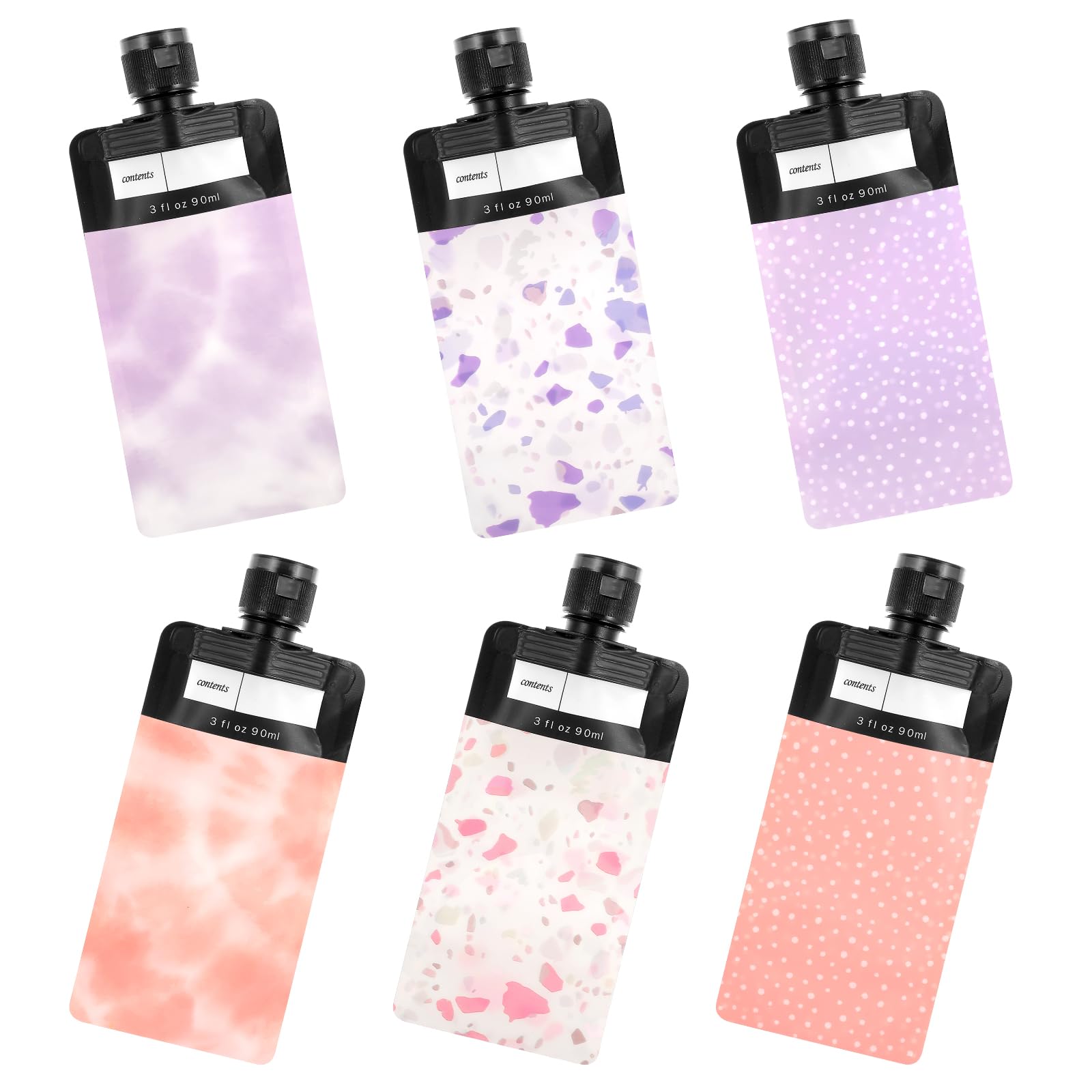 6 Pack Leak Proof Travel Bottles for Toiletries - 3oz TSA Approved Refillable Squeeze Pouches for Shampoo, Conditioner & Liquids | Perfect for Air Travel, Camping & Gym Essentials
