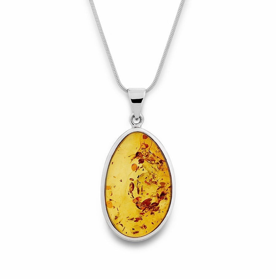 Natural Baltic Amber Pendant Necklace - 9mm Genuine Amber Jewelry for Women - Perfect for Healing, Meditation & Fashion Accessories