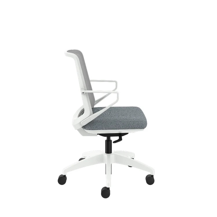 Ergonomic Cliq Office Chair with Synchro Tilt - Basalt Fabric & White Designer Frame - Perfect for Home Office, Gaming & Workspaces