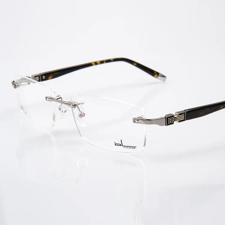 Brightzone Unisex Rimless Square Titanium Alloy Eyeglasses 71433 - Lightweight & Durable Glasses for Men & Women - Perfect for Reading, Work & Everyday Use