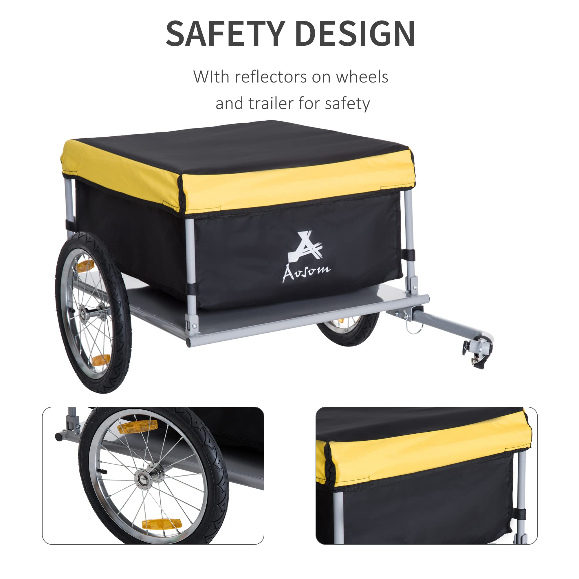 Aosom 2-Wheel Bicycle Cargo Trailer with Removable Cover - Heavy Duty Bike Luggage Wagon for Camping, Groceries & Outdoor Adventures
