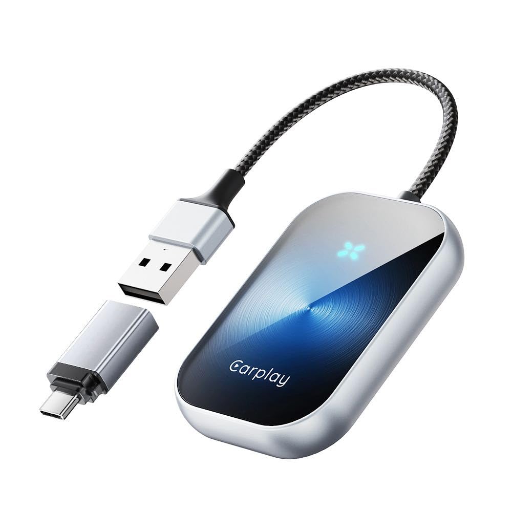 Wireless CarPlay Adapter - Convert Wired to Wireless CarPlay Dongle for iPhone & Android - Plug & Play Auto Kit for 2017+ Vehicles - Perfect for Hands-Free Driving & Seamless Music Streaming