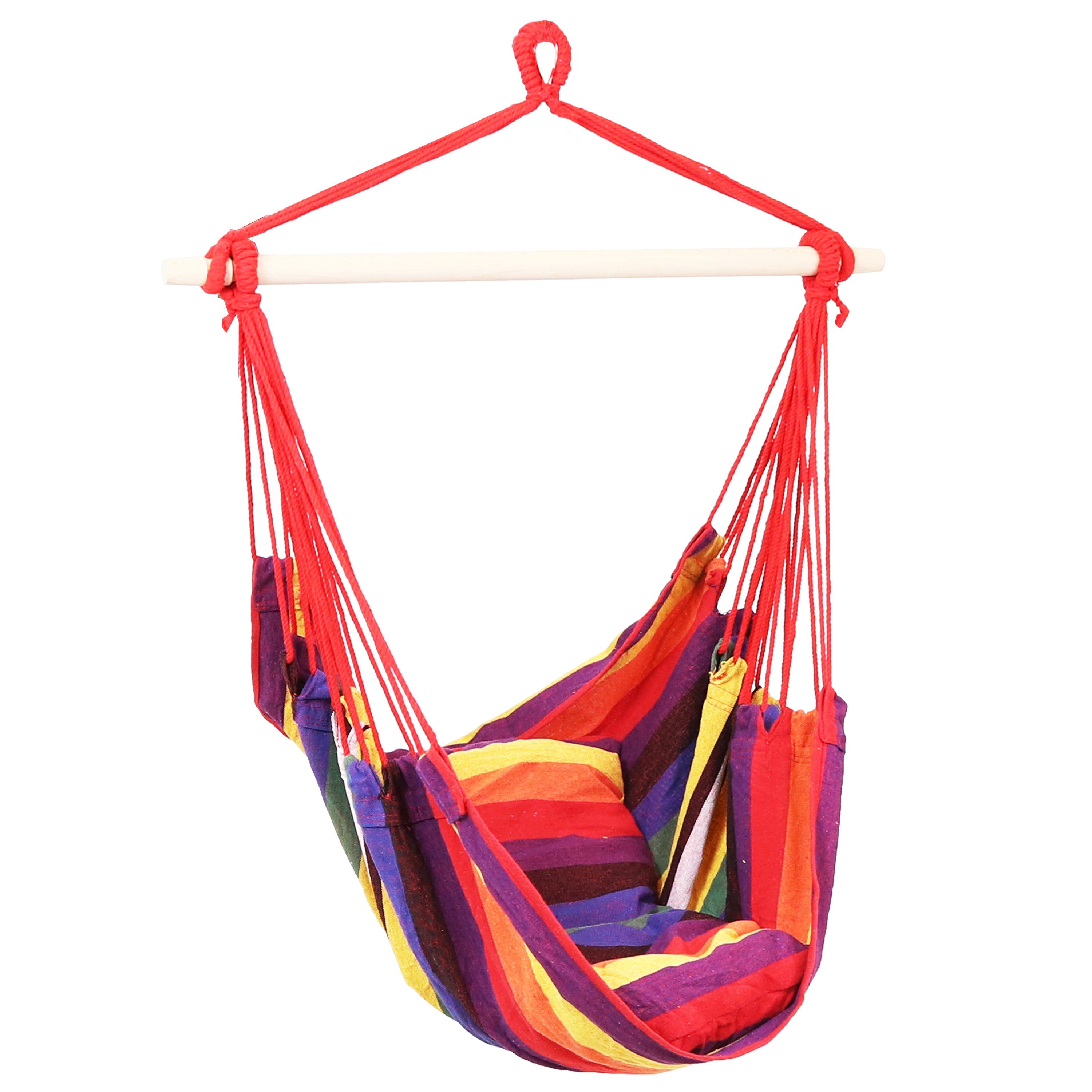 Comfortable Sunnydaze Outdoor Hanging Hammock Chair Swing with 2 Soft Cushions - Perfect for Porch, Patio, Garden & Backyard Relaxation
