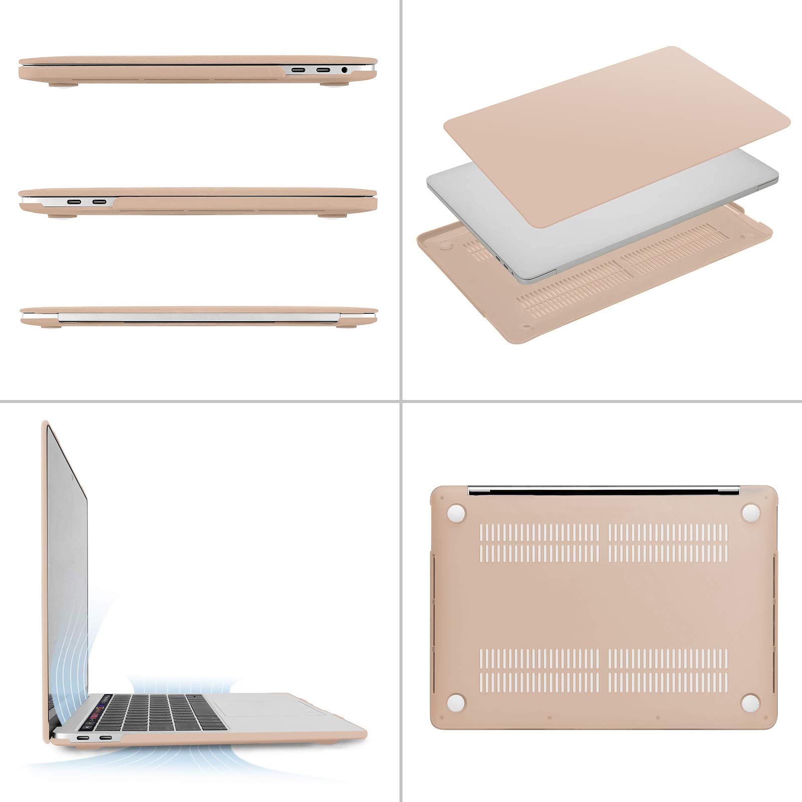 MOSISO Hard Plastic Case for MacBook Pro 13 inch (M2 2025, 2024, 2023-2016 Models A2338/M1/A2251/A2289/A2159/A1989/A1708/A1706) with Keyboard Skin & Webcam Cover - Camel Color | Protective Shell for Work, Travel & School Use