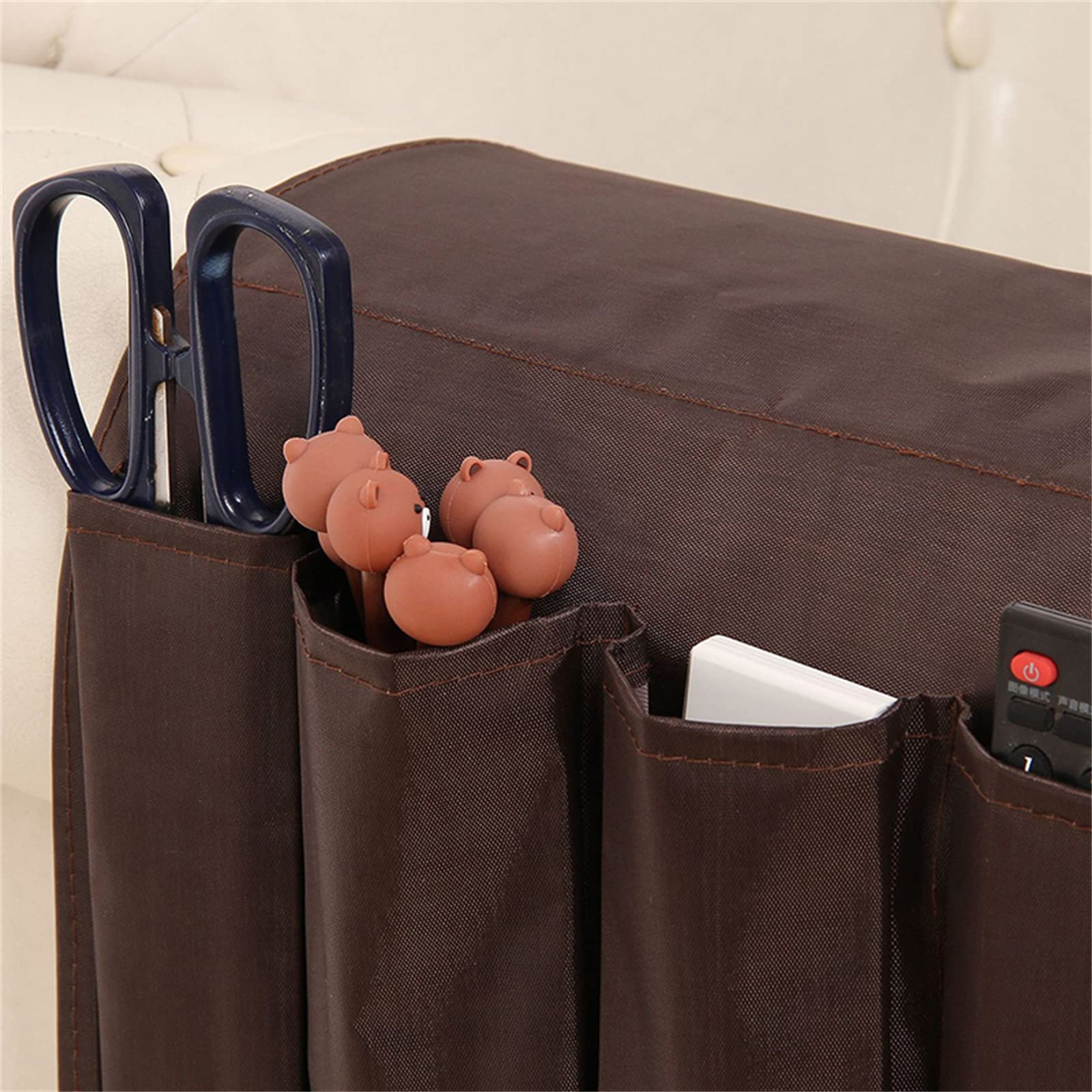 Sofa Armrest Organizer with Cup Holder & Storage Pockets - TV Remote Organizer for Chairs, Couch, Armchair & Recliner - Hanging Storage Bag for Phone, Magazine, Drinks & Snacks - Perfect for Living Room, Bedroom & Home Theater