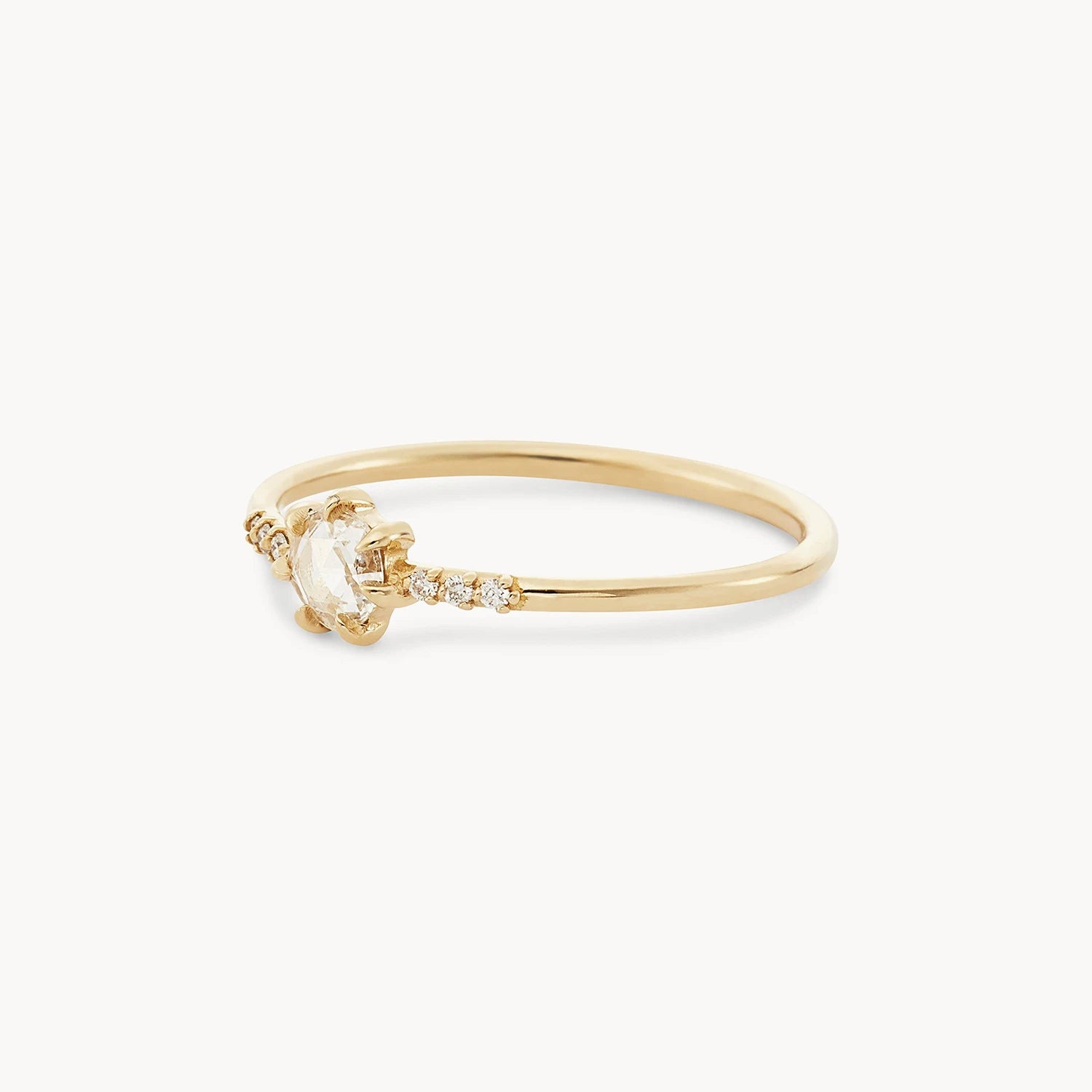 14K Yellow Gold Supernova Ring with White Diamonds - Elegant Stackable Ring for Women, Perfect for Weddings, Anniversaries & Everyday Wear