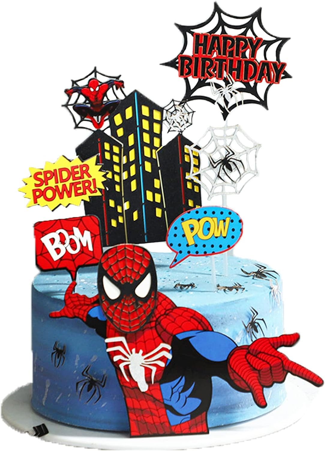 Spider Cake Toppers for Birthday Party Decorations - Superhero Theme Cake Decor for Boys & Men - Perfect for Halloween, Comic-Themed Parties & Superhero Birthday Celebrations