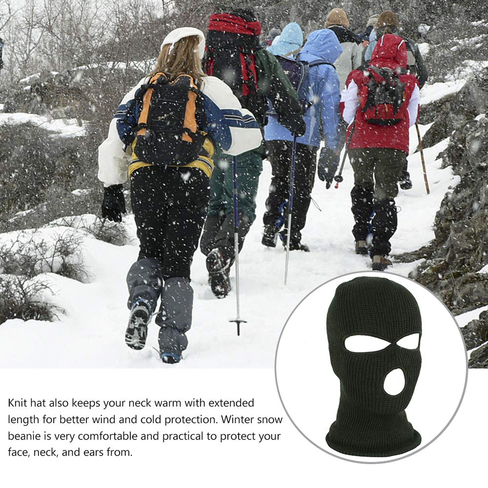2 Pack 3-Hole Ski Face Mask Balaclava - Winter Full Face Cover for Skiing, Snowboarding, Motorcycling & Outdoor Sports (Black) - Cold Weather Protection for Men & Women
