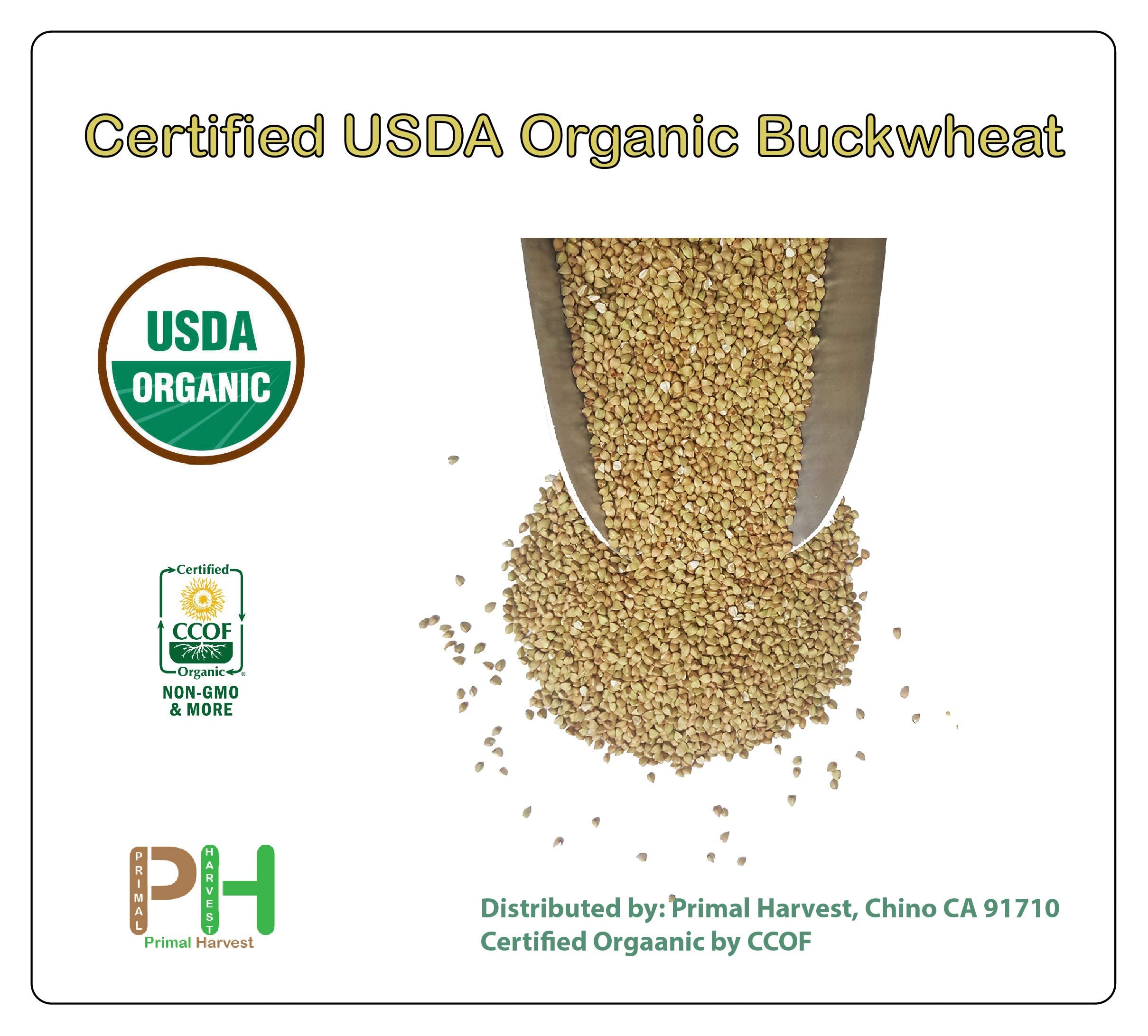 Organic Hulled Buckwheat Groats - Non-GMO, Raw, Vegan, USDA Certified, 20LB Bulk Pack - Perfect for Kasha, Gluten-Free Baking & Healthy Breakfast Porridge