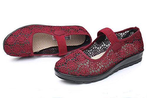 MissFiona Women's Breathable Mary Jane Flats - Hollow Out Granny Walk Shoes with Soft Sole for Comfort - Perfect for Dance, Walking & Casual Wear